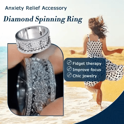 OUTJUTI Lymphvity Therapy and Anxiety-relief Diamond Spinning Ring