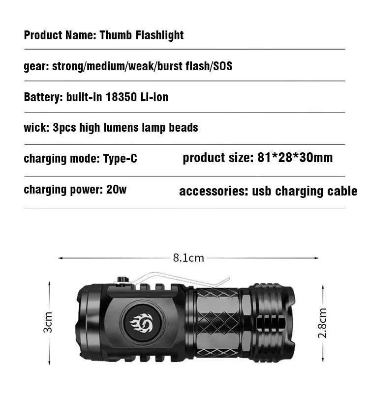 🔥🎁2024-New Year Hot Sale🎁German Three-eyed Monster Mini Flash Super Power Flashlight