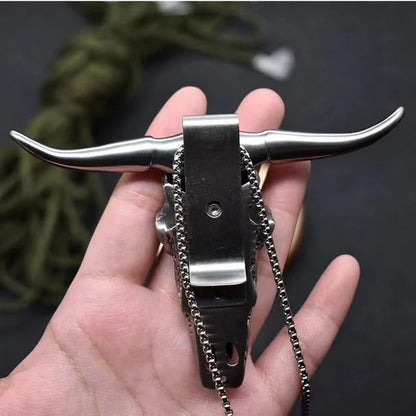Tactical Stainless Steel Bull Headgear Belt Buckle